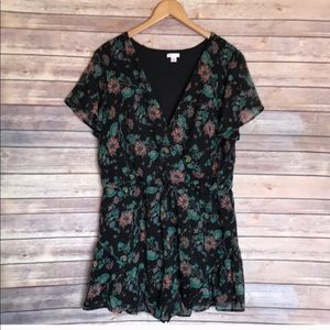 Black floral romper